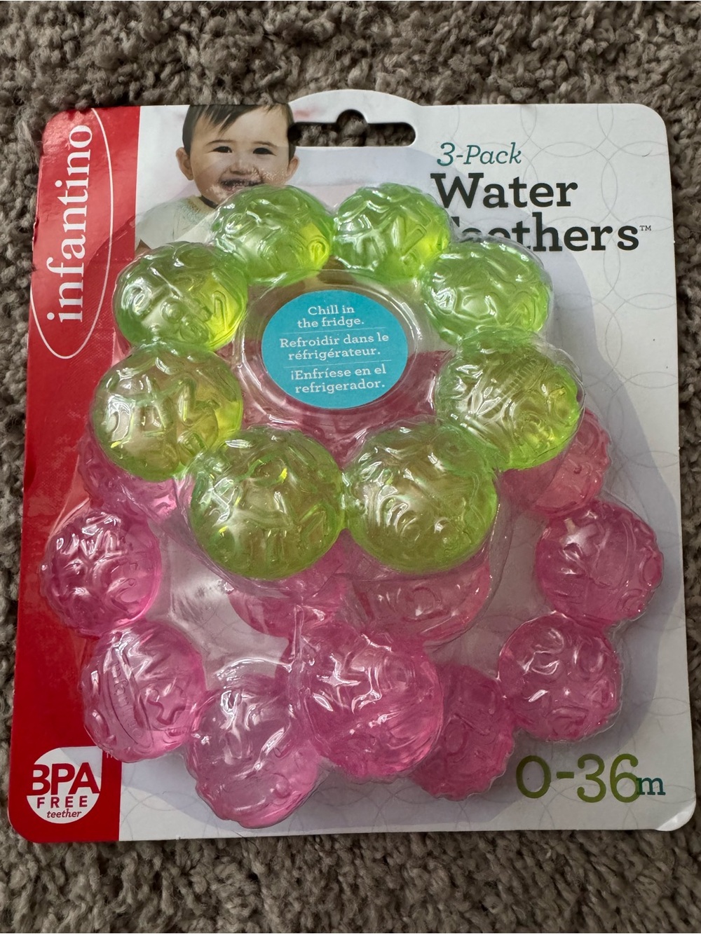 Infantino Pink & Green Baby Water Teether Set - 3 Pack